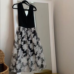 Black and white midi gown